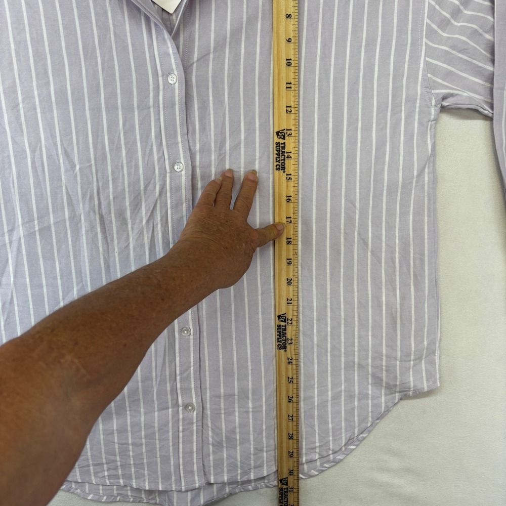 Beachlunchlounge Sydney Shirt Women XL Lilac Breeze‎ Striped Button Down New - Picture 5 of 10